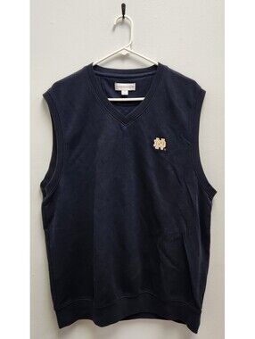 Cutter & Buck Notre Dame Fighting Irish V-Neck Sweater Vest Men's Medium Navy
